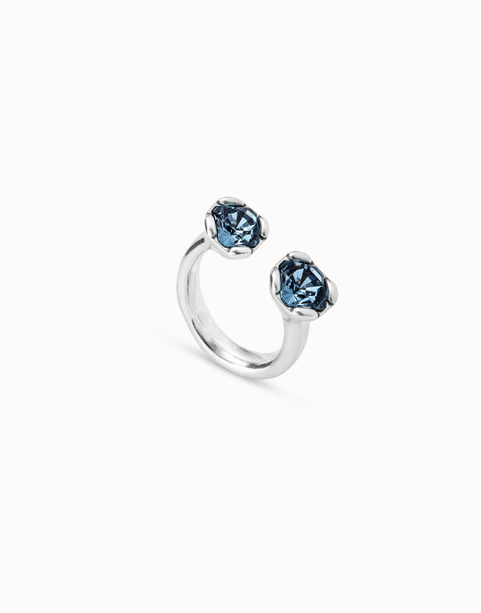 Ring with two pink crystals