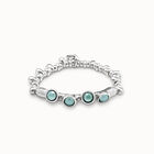 Pulsera de cuero ba&ntilde;ada en plata de ley con cristales