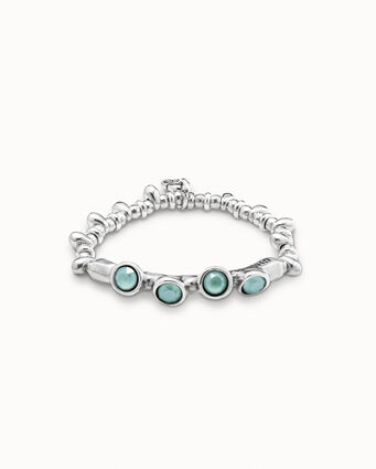 Sterling silver-plated leather bracelet with crystals