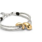 Double-strand bracelet with lobster clasp and two drops
