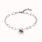 Gliederkette mit rotem Kristall aus 925er Sterlingsilber