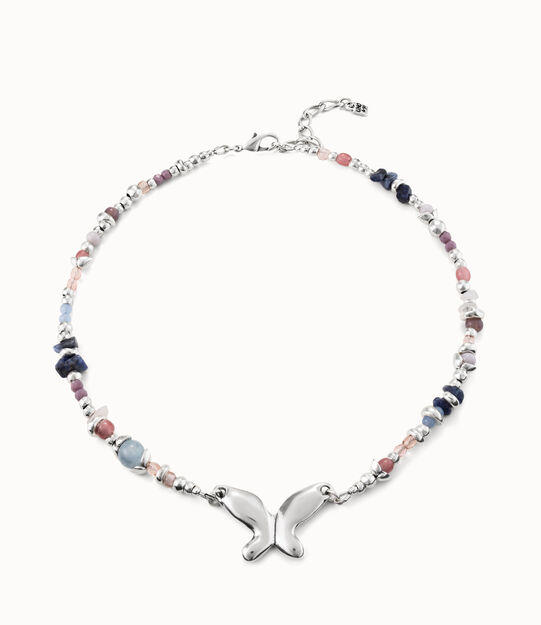 Sterling silver-plated necklace with multicolor handmade crystals