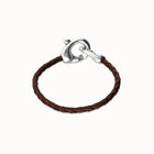 Brown leather bracelet with interlocking carabiner