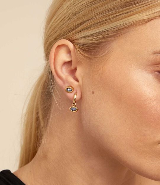 Single Hoop Charm  With A Crystal, Golden, large