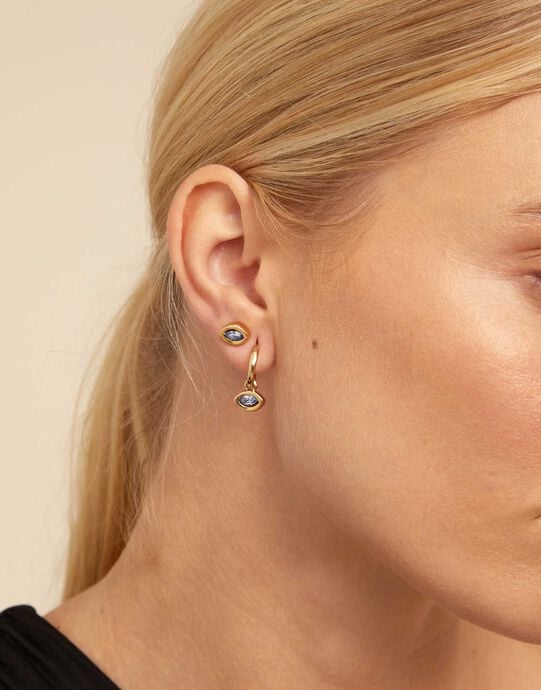 Single Hoop Charm  With A Crystal, Golden, large
