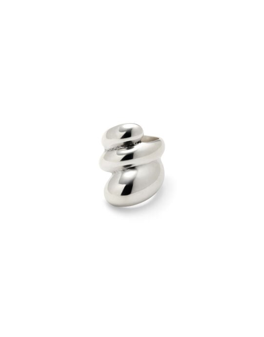 Anillo ba&ntilde;ado en plata en espiral redondeada