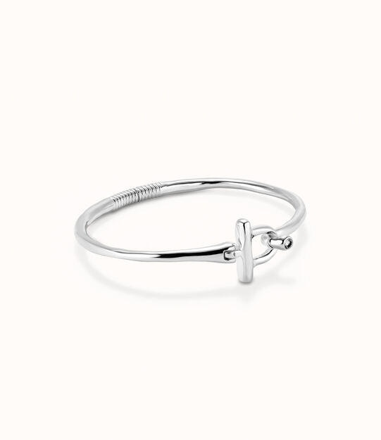 Sterling silver-plated bangle bracelet with white topaz