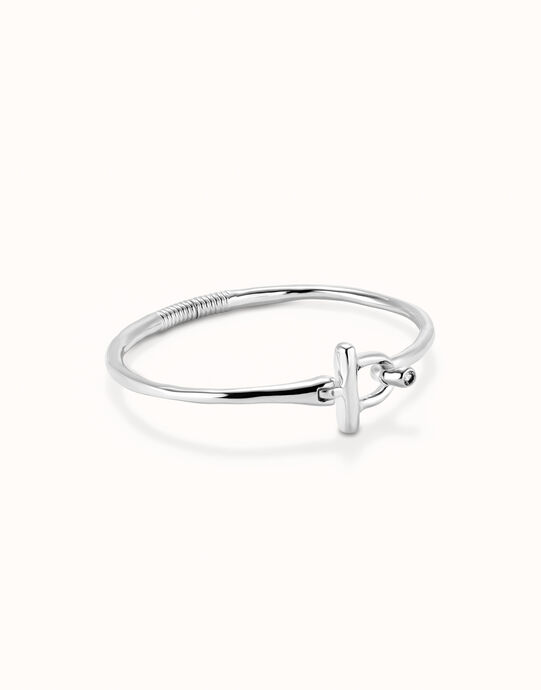 Pulsera con cierre frontal ba&ntilde;ada en plata de ley con topacio blanco