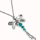 Long pendant necklace with a dragonfly
