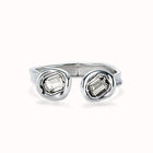 Bangle bracelet with two white crystals