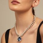Collar ba&ntilde;ado en plata de ley con cristal azul