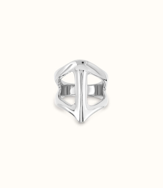 Sterling silver-plated manta ray-shaped ring