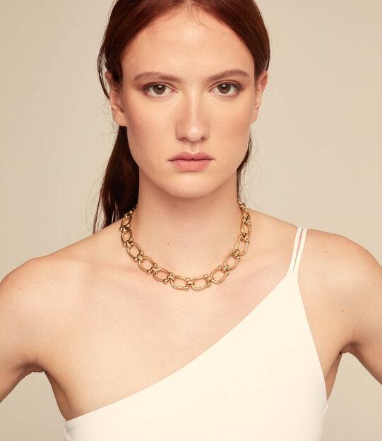 Short link chain necklace, Golden, large