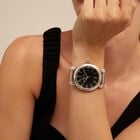 Silver plated watch with black dial