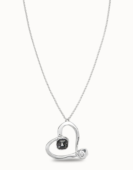 Long chain pendant necklace with a large heart
