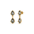 Long  earrings with two grey drop-shaped faceted crystals