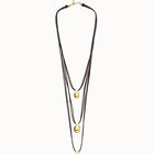 Multi strand leather necklace with three spheres