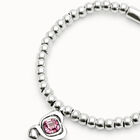 Beaded  stretch bracelet with heart and pink crystal