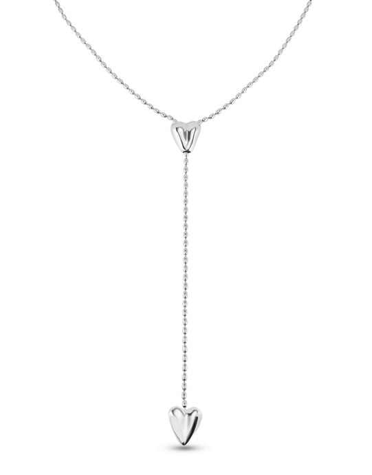 Long adjustable chain necklace with two hearts