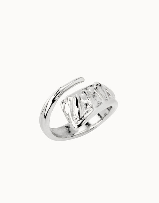 Anillo ba&ntilde;ado en plata de ley de ley con dise&ntilde;o curvo