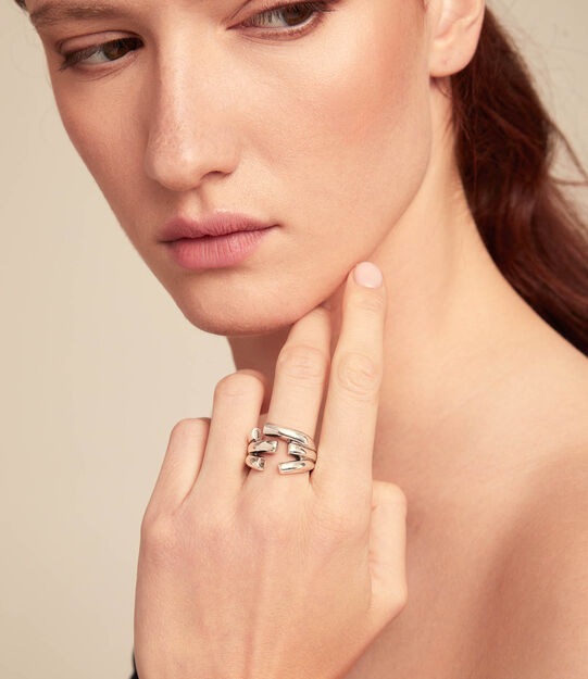 Irregular open ring, Silver, large