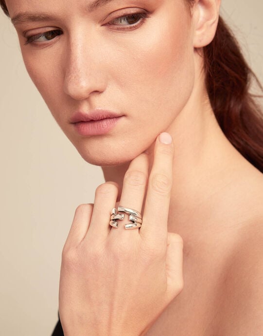 Irregular open ring, Silver, large