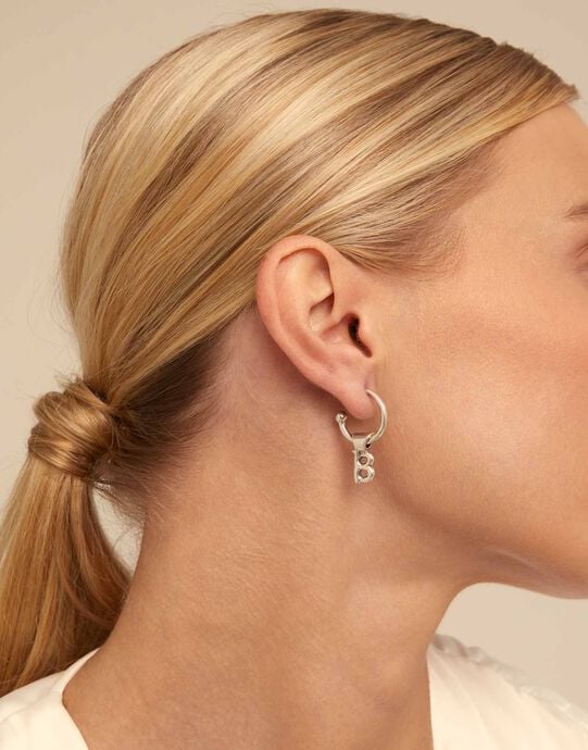 Boucles d&rsquo;oreilles plaqu&eacute;es argent en forme d&rsquo;anneaux, Argent, large