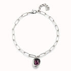 Short link chain pendant necklace pink crystal