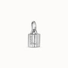 Sterling silver-plated padlock charm with topaz letter L
