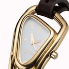 18K gold-plated leather and metal watch