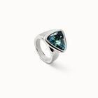 Triangular ring with green crystal