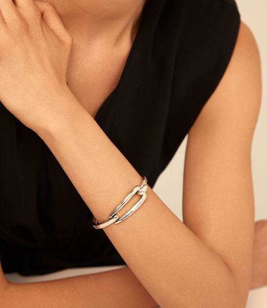 Bangle bracelet with buckle, Silver, large