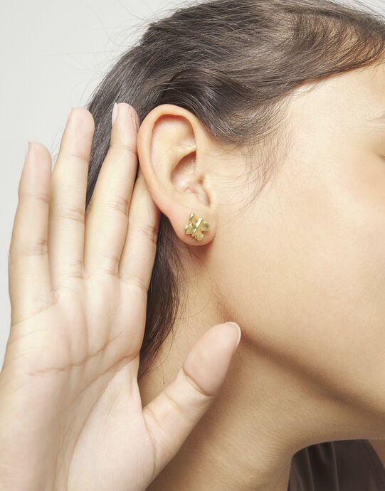 Stud earrings with a butterfly shape, Golden, large