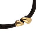 Collier court en cuir &agrave; deux gouttes dor&eacute;es