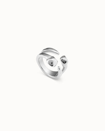 Bague plaquée argent ouverte avec 2 têtes de clou