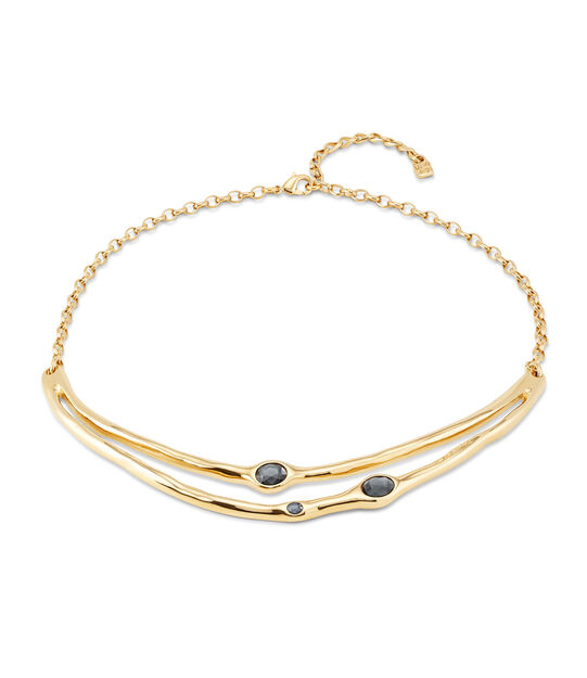 18K gold-plated rigid necklace with crystals