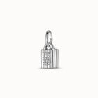 Sterling silver-plated padlock charm with topaz letter B