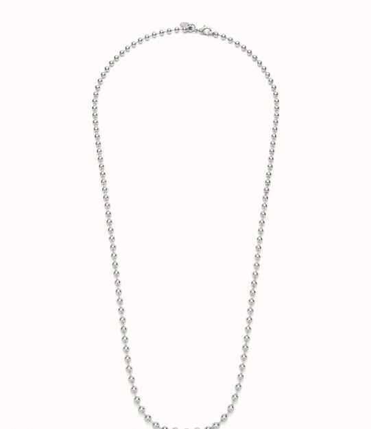 Long beaded chain charm necklace