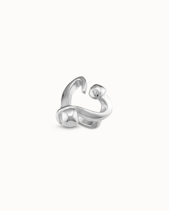 Silver-plated open ring with a nailed heart design