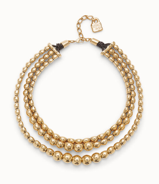 Limited edition triple necklace with 18k gold-plated beads