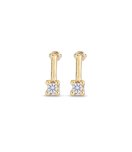 18K gold-plated medium sized earrings with blue cubic zirconia