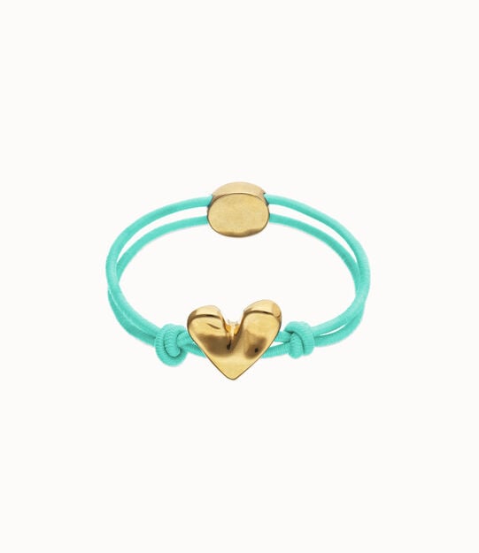 Turquoise elastic thread bracelet with heart charm