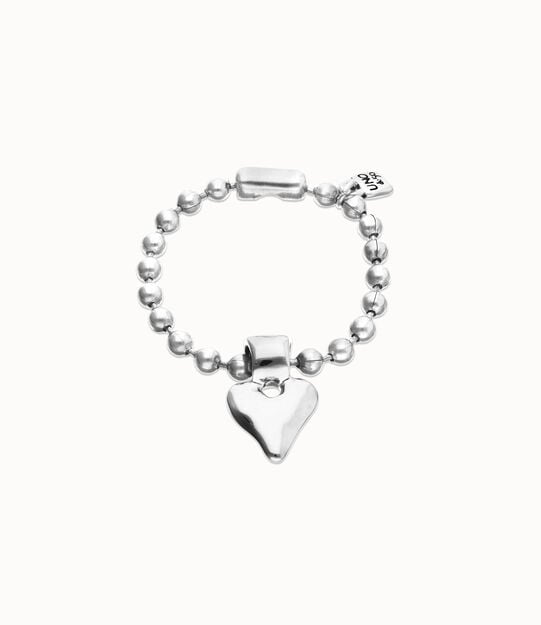 Pulsera de bolas ba&ntilde;ada en plata de ley con detalle de coraz&oacute;n