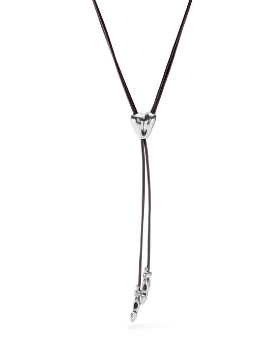 Long adjustable leather necklace with  a heart