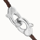 Brown leather bracelet with interlocking carabiner