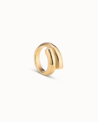 18K gold-plated tubular shaped ring closed in the middle