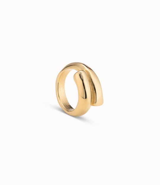 Anillo bañado en oro de 18k con forma tubular cerrado al centro