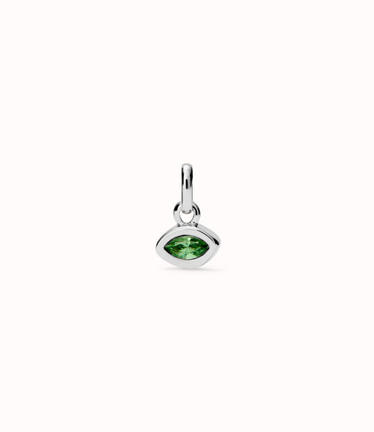 Charm bañado en plata de ley con cristal verde