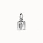 Sterling silver-plated padlock charm with topaz letter D