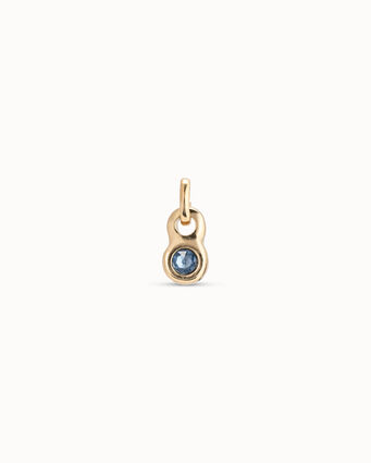 18K gold-plated round shaped charm with a blue crystal